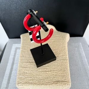 LELE SADOUGHI NWT AUTHENTIC SMALL BROADWAY RIVERA RED HOOP EARRINGS